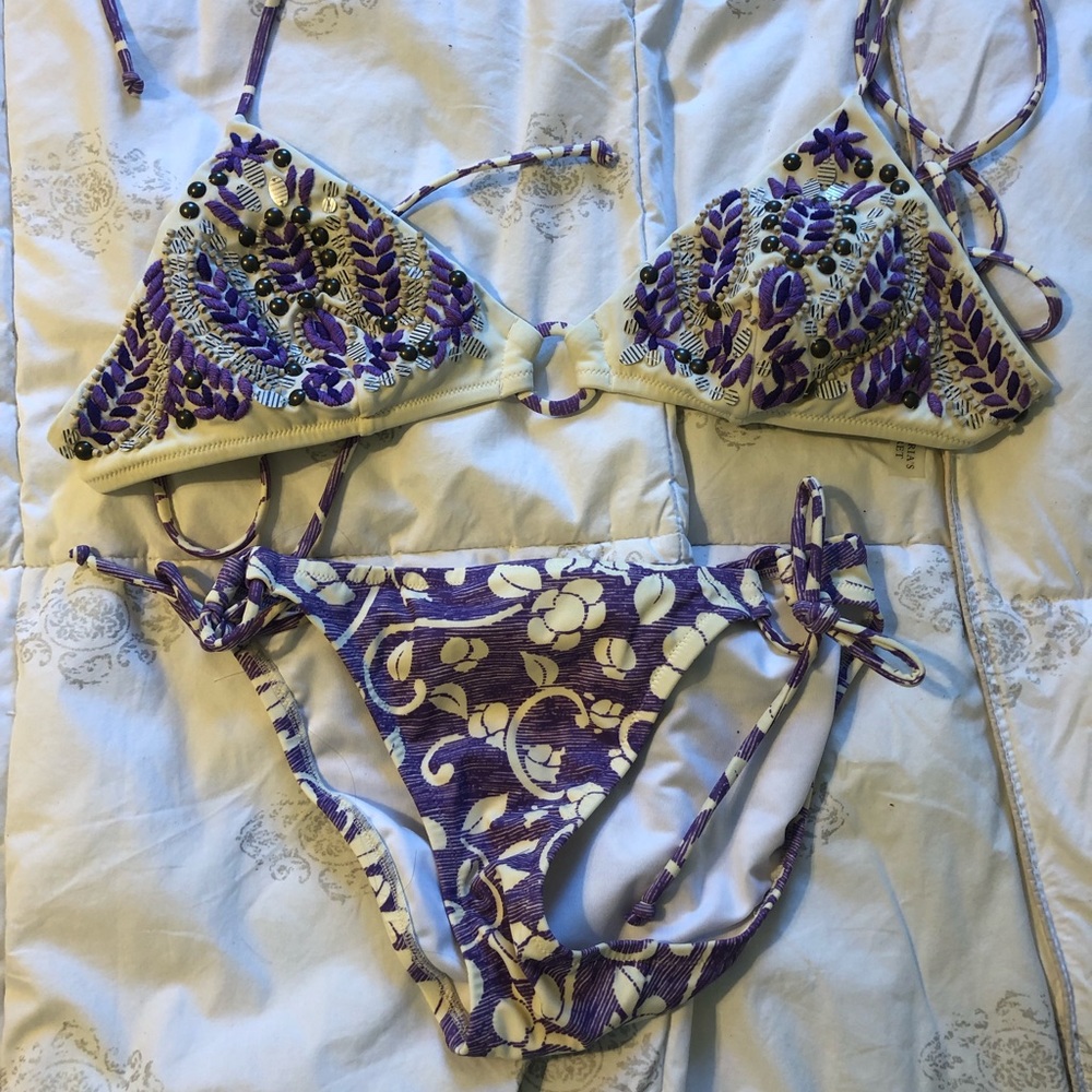 Victoria secret purple bikini set beaded